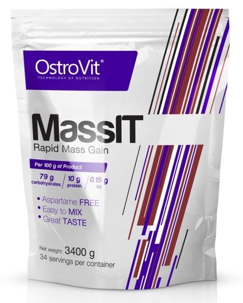 Гейнер OstroVit MassIT, 3.4 кг Шоколад,  ml, OstroVit. Gainer. Mass Gain Energy & Endurance recovery 