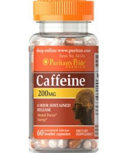 Caffeine 200, 60 piezas, Puritan's Pride. . Energy & Endurance Strength enhancement 