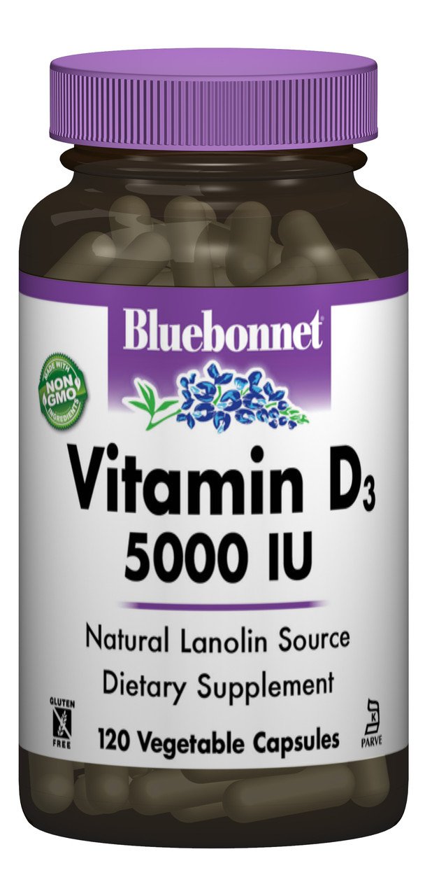 Bluebonnet Nutrition Витамин D3 5000IU, Bluebonnet Nutrition, 120 гелевых капсул, , 