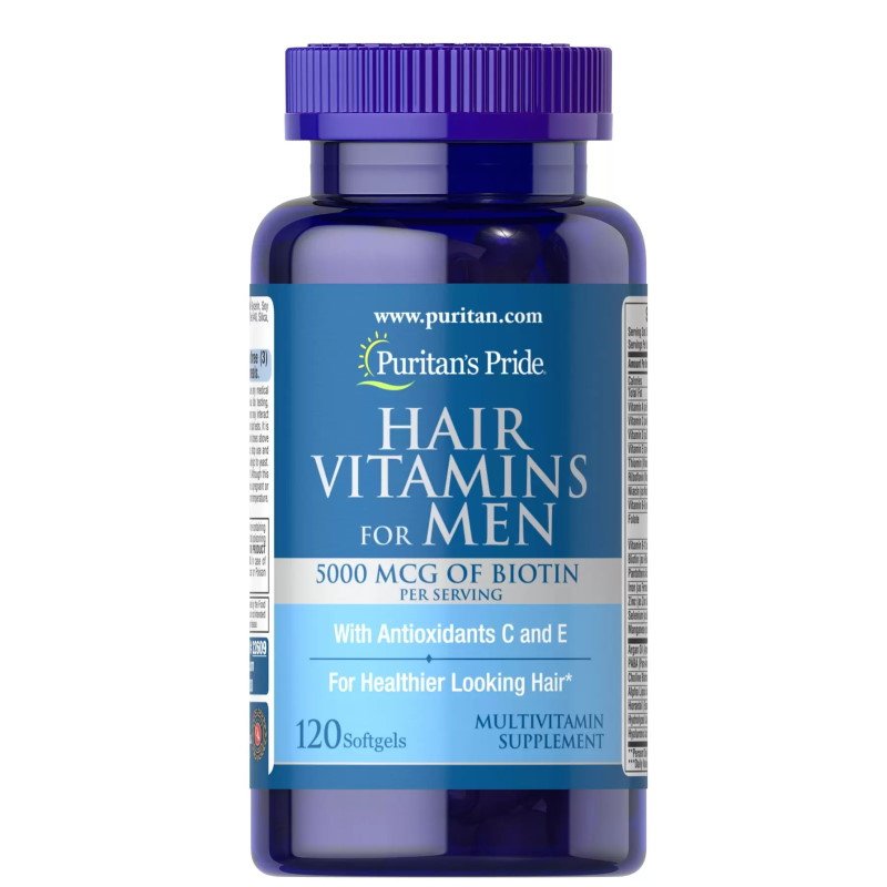 Puritan's Pride Витамины и минералы Puritan's Pride Men's Hair Vitamins, 120 капсул, , 