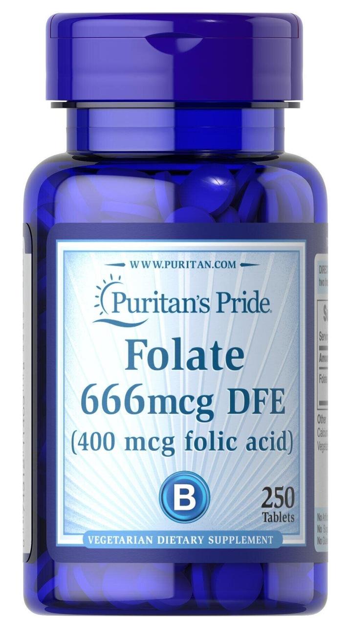 Puritan's Pride Folic Acid 400 mcg (Folate 666 mcg DFE) 250 tabs,  мл, Puritan's Pride. Витамины и минералы. Поддержание здоровья Укрепление иммунитета 