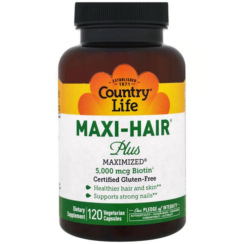 Country Life Комплекс для Роста и Укрепления Волос, Maxi-Hair, Country Life, 120 гелевых капсул, , 