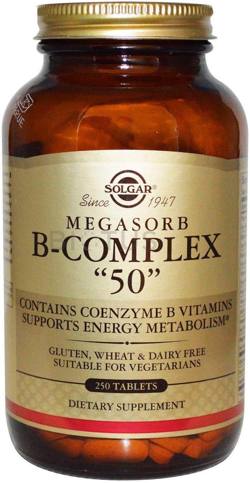 Megasorb B-Complex 50, 100 piezas, Solgar. Complejos vitaminas y minerales. General Health Immunity enhancement 