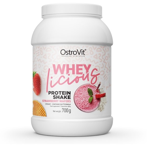 Протеин OstroVit WHEYlicious, 700 грамм Клубничные вафли,  ml, OstroVit. Protein. Mass Gain स्वास्थ्य लाभ Anti-catabolic properties 