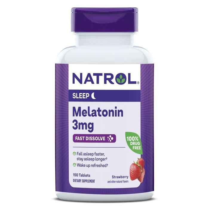 Natrol Натуральная добавка Natrol Melatonin 3 mg Fast Dissolve, 150 таблеток Клубника, , 