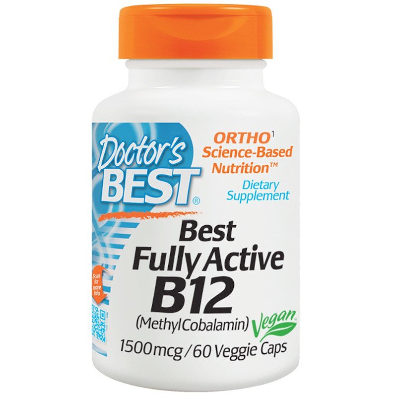 Best Fully Active B12 1500 mcg Doctor's Best 60 Caps,  мл, Doctor's BEST. Витамины и минералы. Поддержание здоровья Укрепление иммунитета 