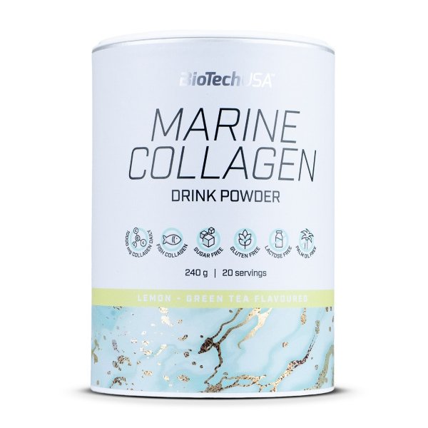 Препарат для суставов и связок Biotech Marine Collagen, 240 грамм Лимон-зеленый чай,  мл, BioTech. Хондропротекторы. Поддержание здоровья Укрепление суставов и связок 