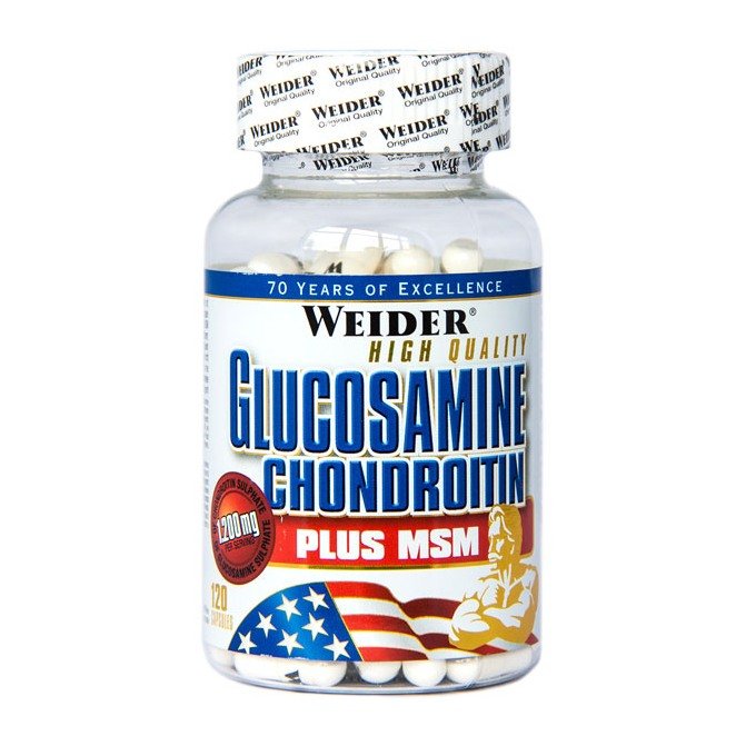 Для суставов и связок Weider Glucosamine Chondroitin plus MSM, 120 капсул,  мл, Weider. Хондропротекторы. Поддержание здоровья Укрепление суставов и связок 