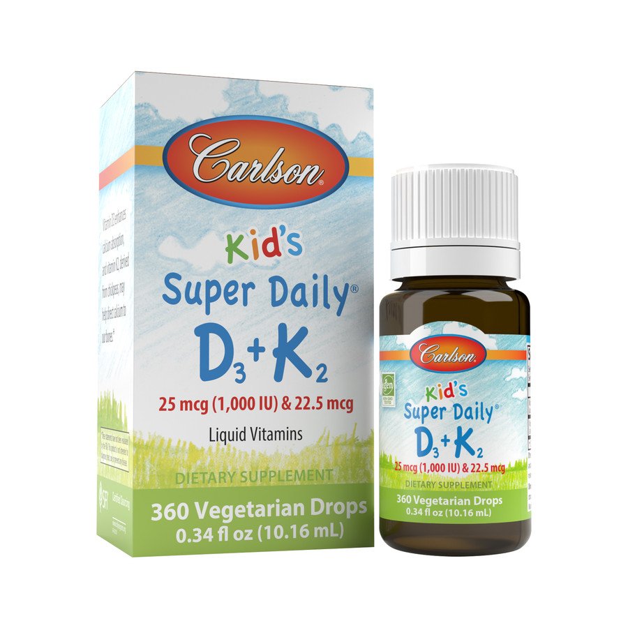 Витамины и минералы Carlson Labs Kid's Super Daily D3+K2, 10.16 мл,  мл, Carlson Labs. Витамины и минералы. Поддержание здоровья Укрепление иммунитета 
