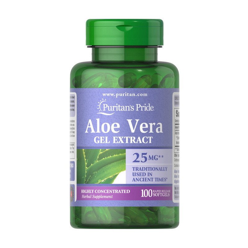 Puritan's Pride Puritan's Pride Aloe Vera Extract 25 mg 100 Softgels, , 100 шт.