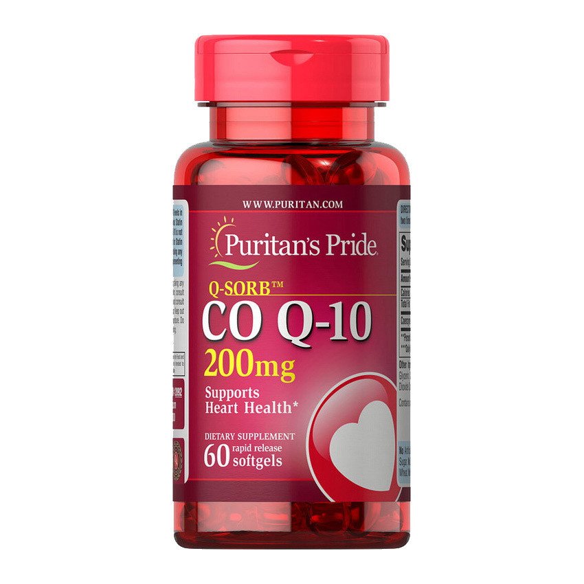 Коэнзим Q10 Puritan's Pride CO Q-10 200 mg (60 капсул) пуританс прайд,  мл, Puritan's Pride. Коэнзим-Q10. Поддержание здоровья Антиоксидантные свойства Профилактика ССЗ Толерантность к физ. нагрузкам 