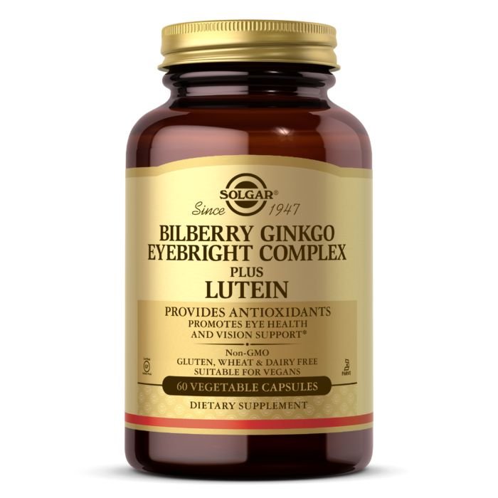 Натуральная добавка Solgar Bilberry Ginkgo Eyebright Complex Plus Lutein, 60 капсул,  мл, Solgar. Hатуральные продукты. Поддержание здоровья 
