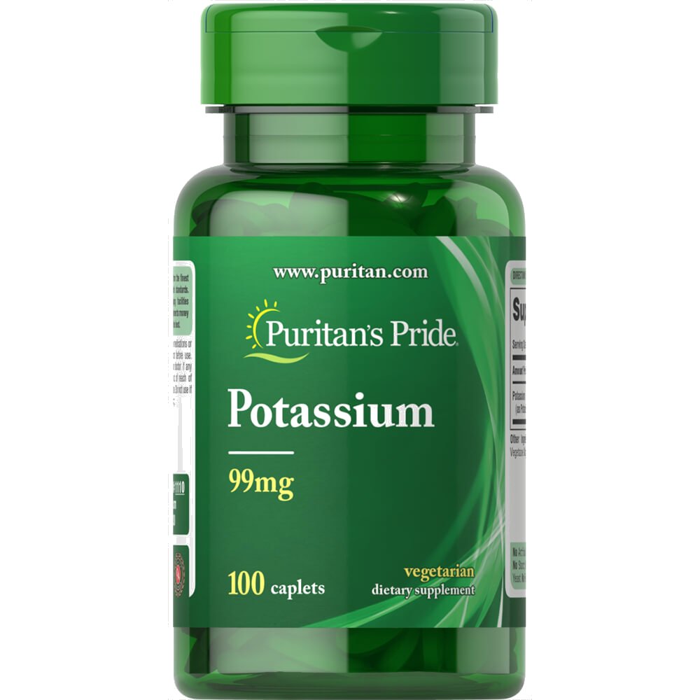 Витамины и минералы Puritan's Pride Potassium 99 mg, 100 каплет,  мл, Puritan's Pride. Витамины и минералы. Поддержание здоровья Укрепление иммунитета 
