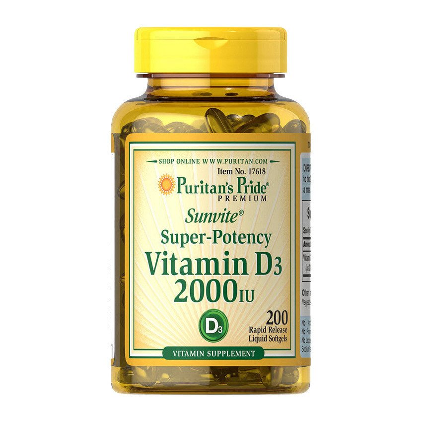 Витамин д3 Puritan's Pride Vitamin D3 2000 IU (200 капс) пуританс прайд,  мл, Puritan's Pride. Витамин D. 