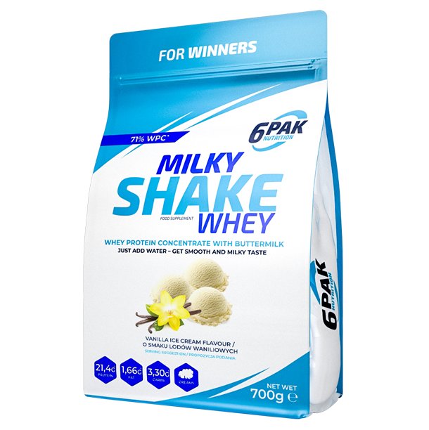 Milky Shake Whey, 700 g, 6PAK Nutrition. Proteína de suero de leche. recuperación Anti-catabolic properties Lean muscle mass 