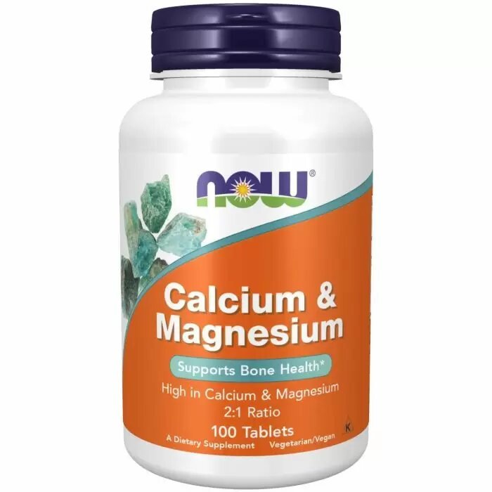 Витамины и минералы NOW Calcium &amp; Magnesium, 100 таблеток,  ml, Now. Vitamins and minerals. General Health Immunity enhancement 