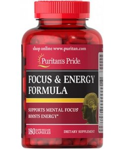 Focus & Energy Formula, 180 шт, Puritan's Pride. Энергетик. Энергия и выносливость 