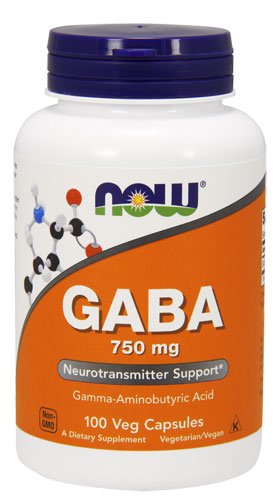 NOW GABA 750 mg Veg Capsules 100 капс Без вкуса,  мл, Now. Спец препараты. 