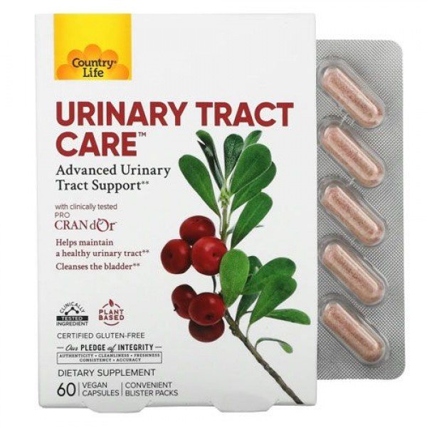 Натуральная добавка Country Life Urinary Tract Care, 60 вегакапсул,  ml, Country Life. Natural Products. General Health 
