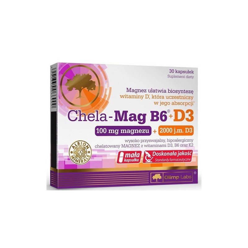 Витамины и минералы Olimp Chela-Mag B6+D3, 30 капсул,  ml, Olimp Labs. Vitamins and minerals. General Health Immunity enhancement 