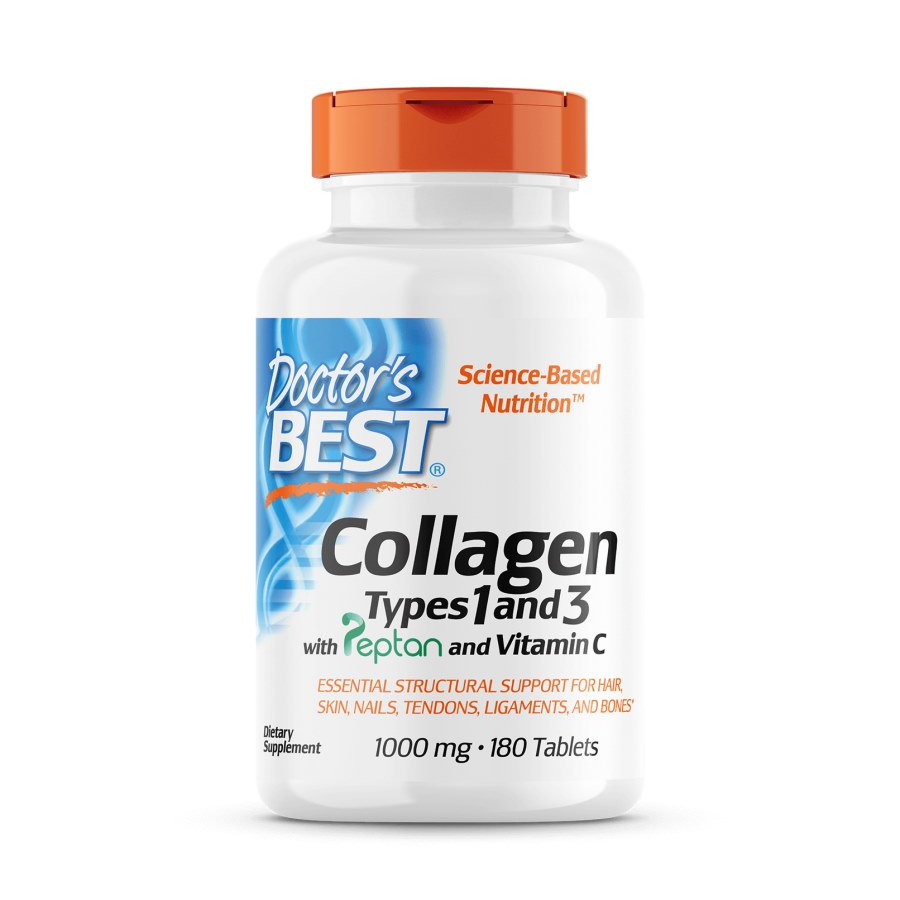 Для суставов и связок Doctor's Best Collagen Types 1&amp;3 1000 mg, 180 таблеток,  мл, Doctor's BEST. Хондропротекторы. Поддержание здоровья Укрепление суставов и связок 