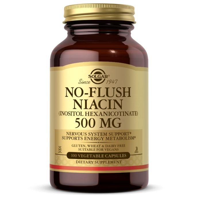 Витамины и минералы Solgar No-Flush Niacin 500 mg (Inositol Hexanicotinate), 100 вегакапсул,  мл, Solgar. Витамины и минералы. Поддержание здоровья Укрепление иммунитета 