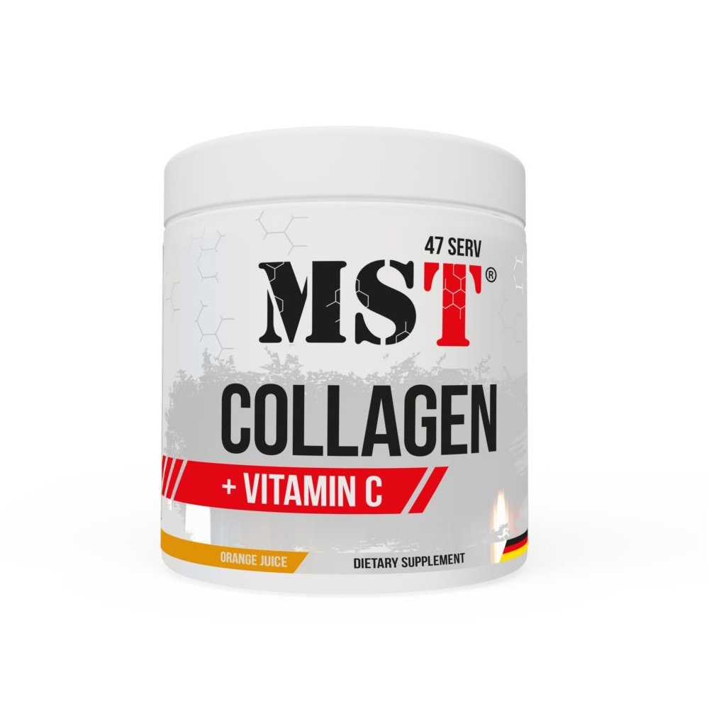 Для суставов и связок MST Collagen + Vitamin C, 305 грамм Апельсин,  ml, MST Nutrition. For joints and ligaments. General Health Ligament and Joint strengthening 