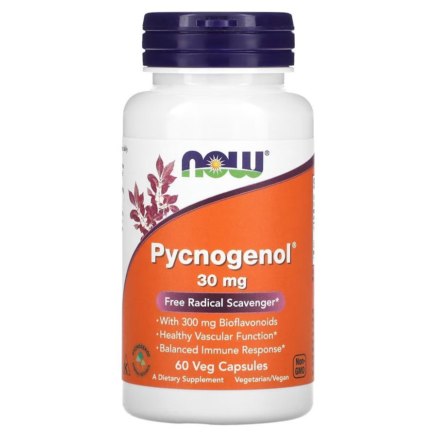 Натуральная добавка NOW Pycnogenol 30 mg, 60 вегакапсул,  мл, Now. Hатуральные продукты. Поддержание здоровья 