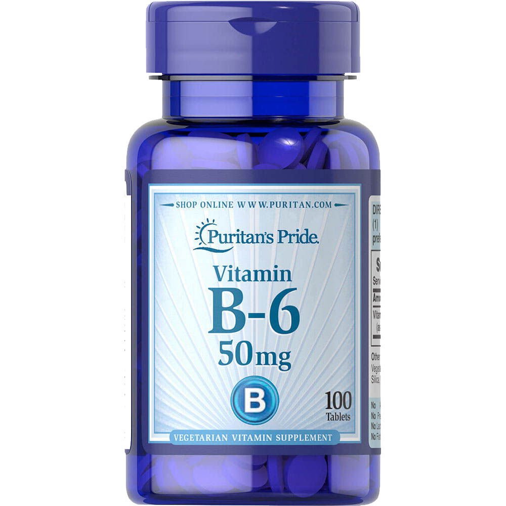 Витамины и минералы Puritan's Pride Vitamin B-6 50  mg, 100 таблеток,  ml, Puritan's Pride. Vitamina B. General Health 