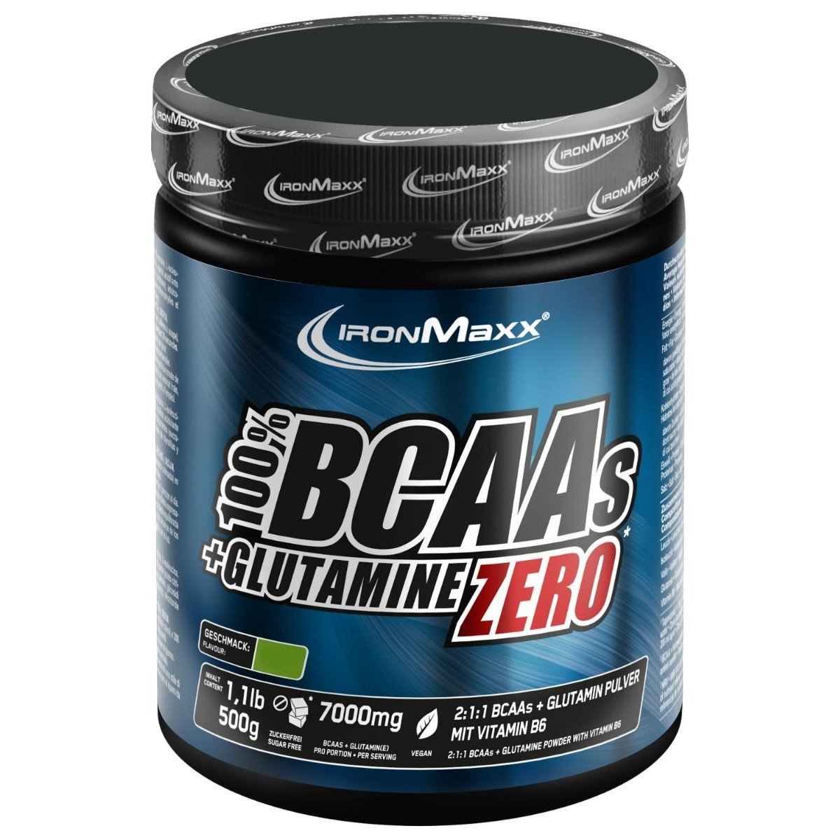 BCAA IronMaxx 100% BCAAs + Glutamine Zero, 500 грамм Киви,  ml, IronMaxx. BCAA. Weight Loss recovery Anti-catabolic properties Lean muscle mass 