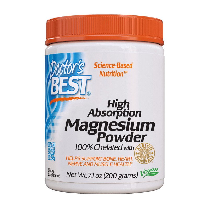 Магний Doctor's BEST High Absorption Magnesium Powder 100% Chelated 200 грамм,  мл, Doctor's BEST. Магний Mg. Поддержание здоровья Снижение холестерина Предотвращение утомляемости 