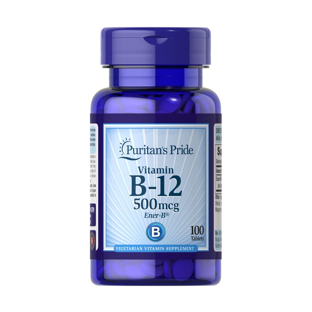 Витамины и минералы Puritan's Pride Vitamin B-12 500 mcg, 100 таблеток,  ml, Puritan's Pride. Vitamins and minerals. General Health Immunity enhancement 