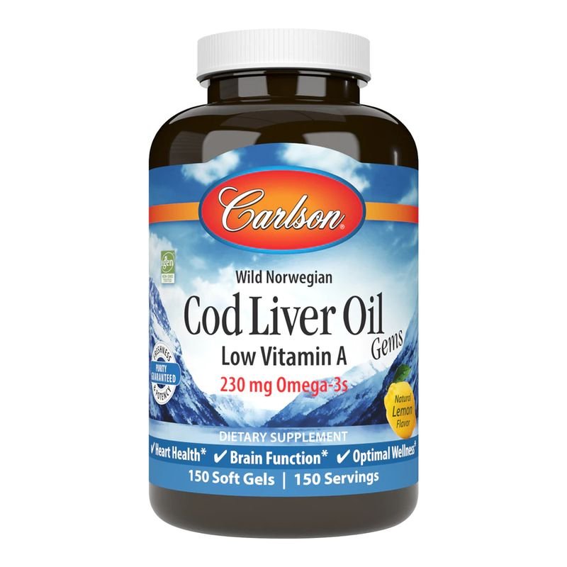 Жирные кислоты Carlson Labs Cod Liver Oil Gems Low Vitamin A, 150 капсул,  мл, Carlson Labs. Жирные кислоты (Omega). Поддержание здоровья 