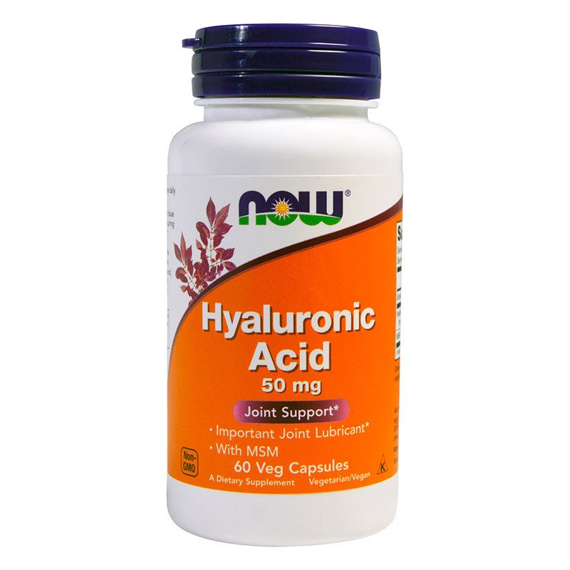 NOW Hyaluronic Acid 50 мг + MSM - 60 веган кап,  мл, Now. Спец препараты. 
