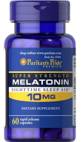 Melatonin 10 mg, 60 pcs, Puritan's Pride. Melatoninum. Improving sleep recovery Immunity enhancement General Health 