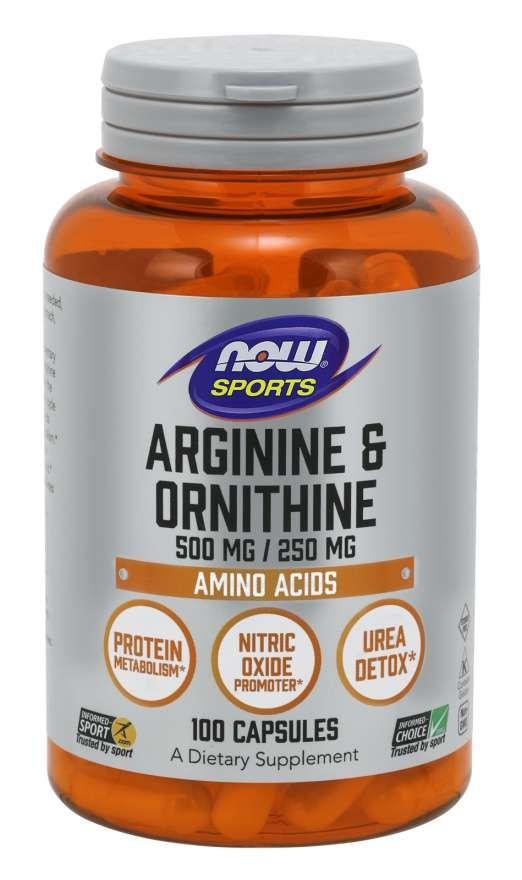 Аргинин и орнитин NOW Foods Arginine & Ornithine 500 mg/250 mg 100 Veg Caps,  мл, Now. Аминокислоты. 
