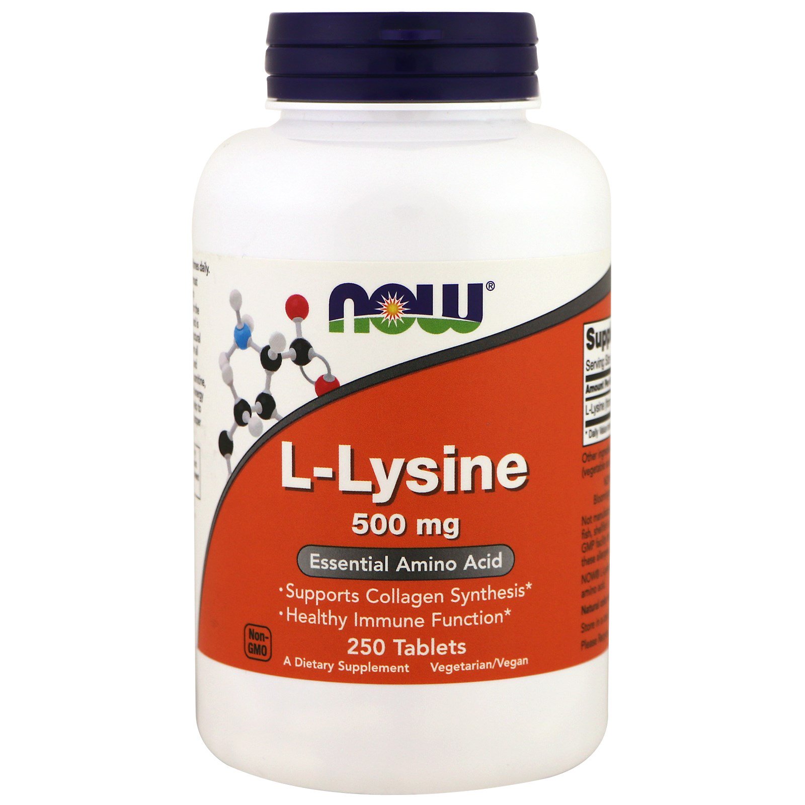 L-Lysine 500 mg, 250 pcs, Now. Lysine. 