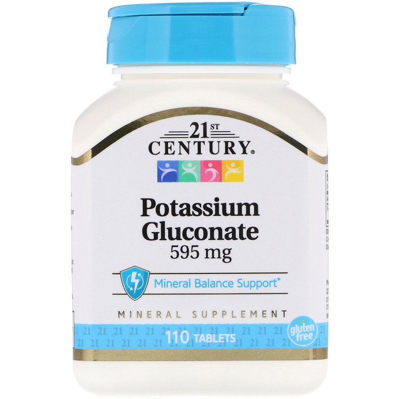 21st Century Глюконат калію 21st Century Potassium Gluconate 595 mg 110 Tabs, , 110 шт.