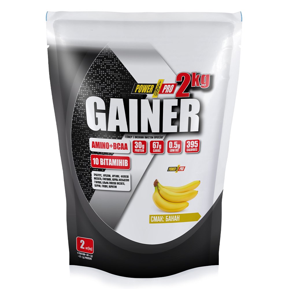 Гейнер Power Pro Gainer, 2 кг Банан,  ml, Power Pro. Gainer. Mass Gain Energy & Endurance recovery 