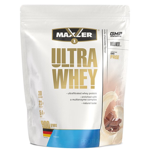 Сывороточный протеин концентрат Maxler Ultra Whey 900 грамм Молочный шоколад,  мл, Maxler. Сывороточный концентрат. Набор массы Восстановление Антикатаболические свойства 