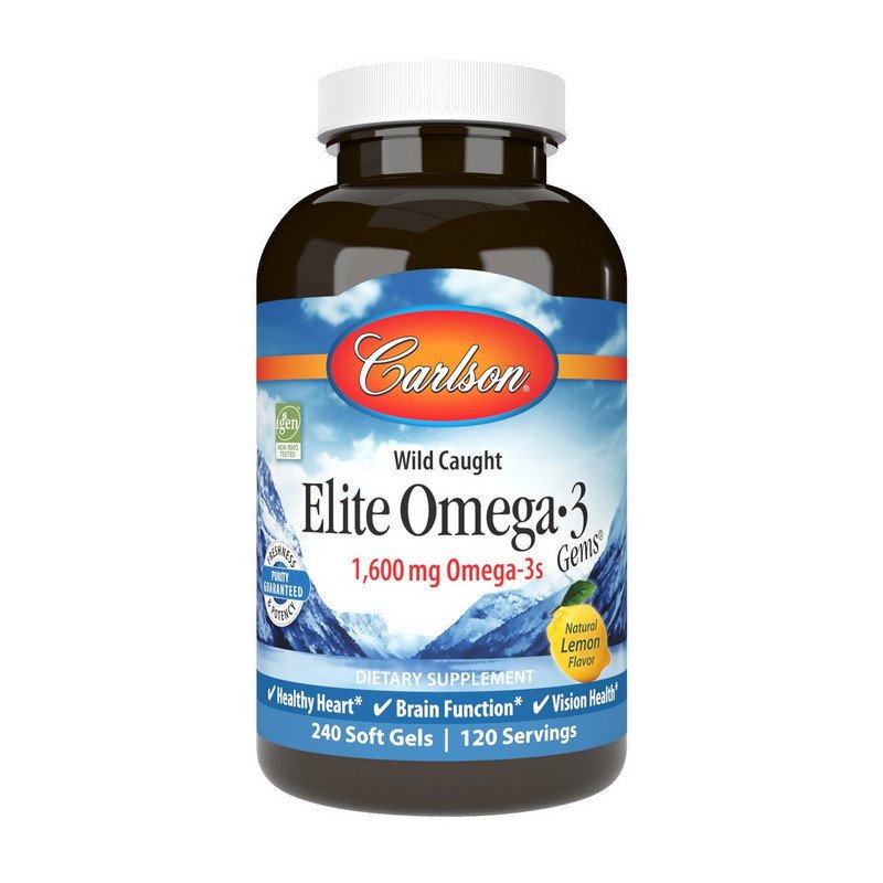 Омега 3 Carlson Labs Elite Omega 3 1600 mg 240 капсул,  мл, Carlson Labs. Омега 3 (Рыбий жир). Поддержание здоровья Укрепление суставов и связок Здоровье кожи Профилактика ССЗ Противовоспалительные свойства 