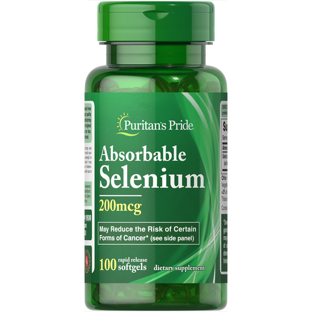 Витамины и минералы Puritan's Pride Absorbable Selenium 200 mg, 100 капсул,  ml, Puritan's Pride. Vitamins and minerals. General Health Immunity enhancement 