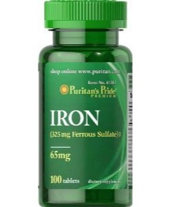 Iron 65 mg, 100 pcs, Puritan's Pride. Iron. General Health 