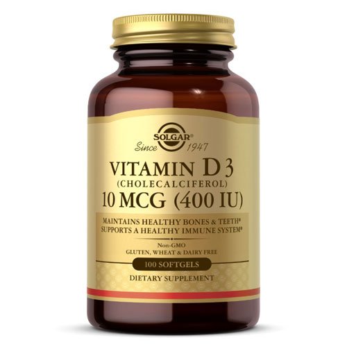 Solgar Vitamin D3 (Cholecalciferol) 10 mcg 400 IU 100 капс Без вкуса,  мл, Solgar. Витамин D. 