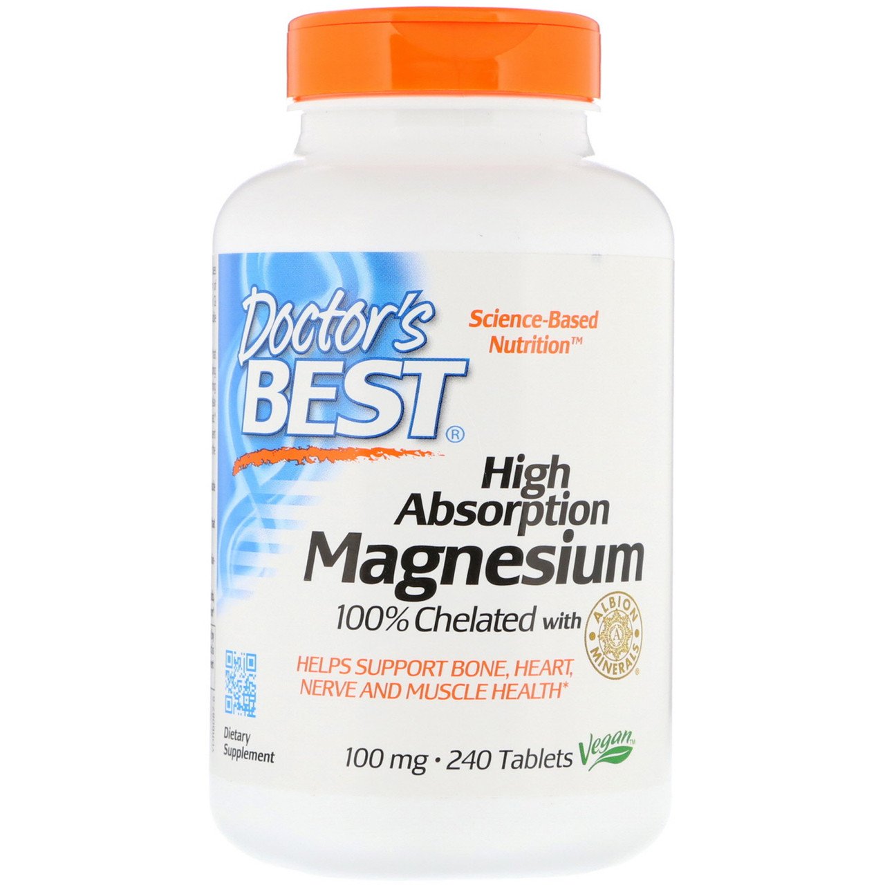 Магний Doctor's BEST Magnesium High Absorption 100 мг (240 таб) доктор бест,  мл, Doctor's BEST. Магний Mg. Поддержание здоровья Снижение холестерина Предотвращение утомляемости 