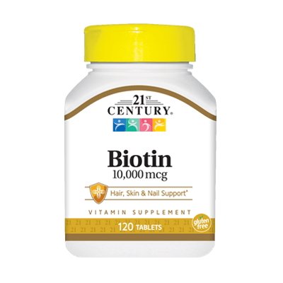 Витамины и минералы 21st Century Biotin 10000 mcg, 120 таблеток,  ml, 21st Century. Vitamins and minerals. General Health Immunity enhancement 