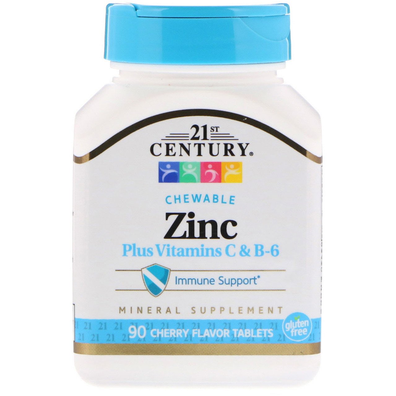 21st Century Zinc Plus Vitamins C & B-6 90 Tabs (Cherry),  мл, 21st Century. Витамины и минералы. Поддержание здоровья Укрепление иммунитета 