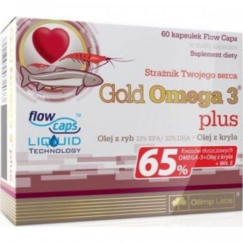 Gold Omega 3 Plus (65%) Olimp Labs 60 caps,  мл, Olimp Labs. Омега 3 (Рыбий жир). Поддержание здоровья Укрепление суставов и связок Здоровье кожи Профилактика ССЗ Противовоспалительные свойства 