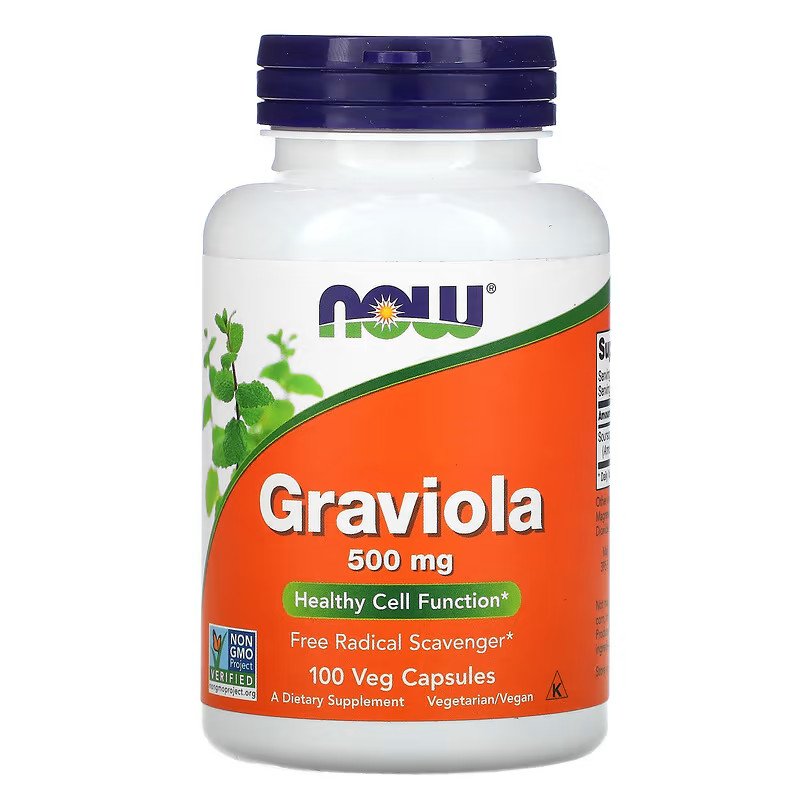 Натуральная добавка NOW Graviola 500 mg, 100 вегакапсул,  мл, Now. Hатуральные продукты. Поддержание здоровья 