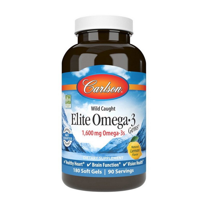 Омега 3 Carlson Labs Elite Omega 3 1600 mg 180 капсул,  мл, Carlson Labs. Омега 3 (Рыбий жир). Поддержание здоровья Укрепление суставов и связок Здоровье кожи Профилактика ССЗ Противовоспалительные свойства 